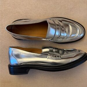 Madewell Silver Leather Loafers